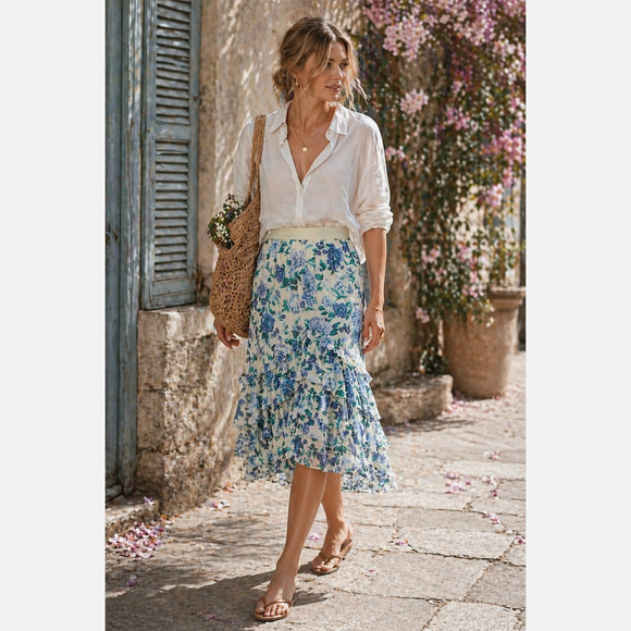 Zimmermann Dresses & Skirts - Zimmermann 0 /UK 8/US 4 Moncur Floral Silk chiffon Midi Skirt $995 Ruffle NWT